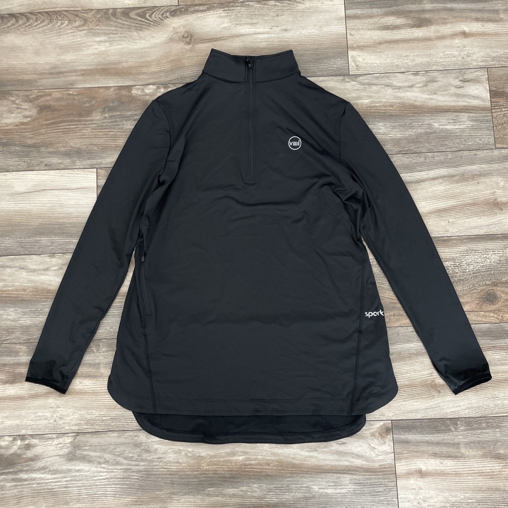 Veil Spark Womens Large Top Black Long Sleeve 1/4 Zip Pullover Zip Pocket
